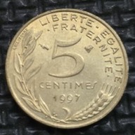 *FRANCJA [0114]*5 centymów CENTIMES 1997 Piąta Republika, Marianna Rośliny