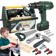 ZESTAW MAJSTERKOWICZA DLA DZIECI NARZĘDZIA WKRĘTARKA SKRZYNKA WARSZTATOWA