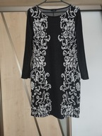 SUKIENKA CIEPŁA CZARNO BIAŁA OŁÓWKOWA Z DŁUGIM RĘKAWEM R.42/44