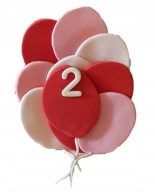 Figurka2D Baloniki z cyfrą z masy cukrowej na tort