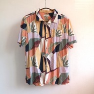 Len i wiskoza koszula na lato Reserved 158 lub 38 styl retro vintage (527)