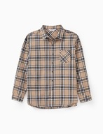 Koszula męska w kratę długi rękaw, kolor khaki – rozmiar L