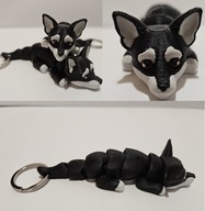 Brelok Pies Chihuahua czarno-biała piesek brelok do kluczy Żówiarnia 3D