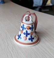Dzwonek Ceramiczny Ręcznie Malowany Folk Bolesławiec Styl, PRL