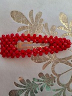 SPINKA KLAMERKA DO WŁOSÓW Y CZERWONE RÓZE ZŁOTA VINTAGE DUŻA MODNA szklo