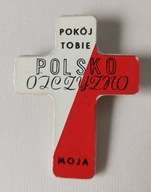 Krzyżyk patriotyczny biało-czerwony opozycja PRL "Pokój tobie, Polsko, ojcz