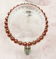 Bransoletka sowa brąz perełka / 6423 Oliwia Kurowska, Kuba Kurowski