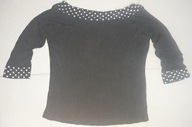 Elegancka Czarna bluzka w kropeczki L