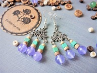 FOLK kolczyki lawendowy fioletowy jadeit miętowy turkus BlackberriesArts