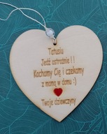 Zawieszka Grawerowana Serce z napisem Drewniana Zawieszka
