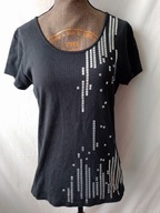 T-shirt czarny ze srebrnym nadrukiem - 40