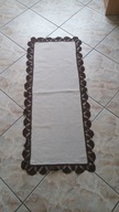 Lniany bieżnik z bawełnianą koronką - 95cm x 40 cm - bdb !!