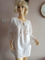 LAURA ASHLEY KOSZULA tunika lniana plisy hafty 40