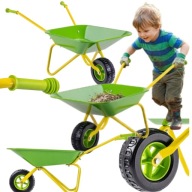 Metalowa Taczka dla Dzieci– Duża Taczka Ogrodowa do Piasku Zielona