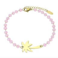 63277 Bransoletka złota stal chirurgiczna kryształki palma