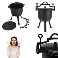 GRILL KOCIOŁEK ŻELIWNY MYŚLIWSKI WĘGIERSKI 10L TRÓJNÓG NA OGNISKO DO ZUPY