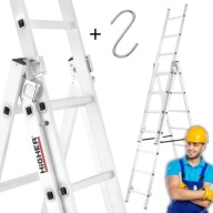 DRABINA ALUMINIOWA 3X7 150KG SKŁADANA WYSOKA NA SCHODY DACH 4,25M DŁUGA