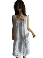 WŁOSKA SUKIENKA LNIANA z kieszeniami kwiat 38/40