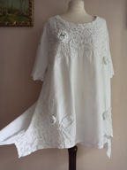 WŁOSKA TUNIKA lniana z koronką rękaw pod. 40/42