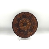 Dekoracyjny talerz drewniany Albania vintage ludowy rękodzieło PRL 70s