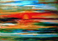 Obraz olejny "Morze o zachodzie słońca"