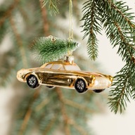 BOMBKA SZKLANA NA CHOINKĘ RETRO SAMOCHÓD ZŁOTY AUTO Z CHOINKĄ home&you glam