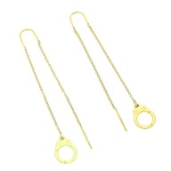 34066 Kolczyki złota stal chirurgiczna 316L kajdanki na łańcuszku