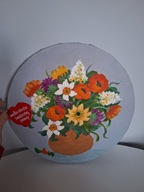 obrazek wazon z kwiatami malowany akwarelami na płótnie 25 cm