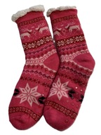 antypoślizgowe skarpety zimowe na futerku, wzór świąteczny, roz.36 do 38