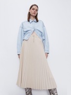 Z A R A plisowana spódnica midi maxi długa ecru cargo nylonowa quiet luxury