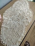 Bieżnik serwetka szydełkowe rękodzieło misterne cacko serweta ekri 30x56