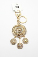 Brelok do torebki kluczy metalowy duży łapacz snów opalizujące cyrkonie