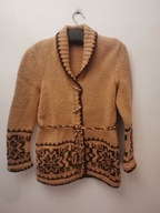 WEŁNIANY GRUBY NORWESKI SWETER R.S/M CARDIGAN SWETR