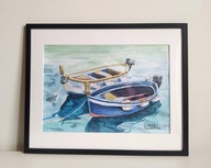Obraz akwarela Łódki Tsarenko Oryginał