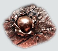 Broszka miedziana artystyczna DUŻA Rękodzieło Unikat Prezent dla niej