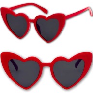Okulary w Kształcie CZERWONYCH SERC Przeciwsłoneczne KOCIE Serca Czerwone