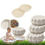 PIASKOWNICA Z POKRYWĄ OGRODOWA ZAMYKANA DUŻA ZESTAW 2w1 BASEN MUSZELKA