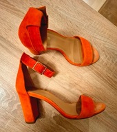 Sandały pomarańczowe, skóra zamszowa roz.37