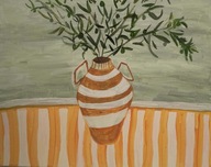 Ręcznie malowany obraz na płótnie Wazon Oliwka WOŚP