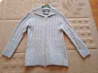 Bardzo ładny niebieski sweterek z warkoczami - rozmiar L !!!