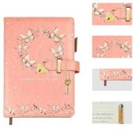 NOTATNIK PAMIĘTNIK A5 Z ZAMKIEM SERCE 200 STRON PAMIĘTNIK RÓŻOWY