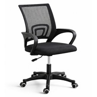 FOTEL OBROTOWY BIUROWY CZARNY MESH REGULOWANY NISKIE OPARCIE 120 KG