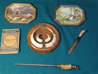 Oręż dzika, nóź i inne trofea myśliwskie -zestaw niemieckiego gajowego