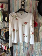 Together bluzka elastycza biała w róże 38/40