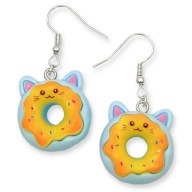 Kolczyki DONUTY Pączki KOTY Kotki Niebieskie Żywiczne PREZENT Słodkie