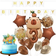 ZESTAW BALONÓW KAPIBARA CYFRA 3 TRZECIE URODZINY HAPPY BIRTHDAY DZIECI