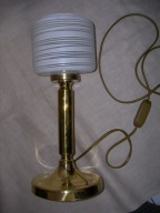 Lampa art-decko z białym kloszem z mosiądzu vintage