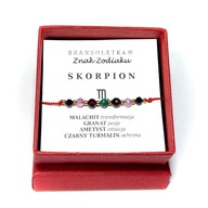 Bransoletka SKORPION kamienie naturalne Malachit Turmalin znaki zodiaku