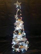 Choinka stożek led dekorowana 125 cm ostatnia sztuka BIAŁA