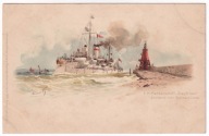 Świnoujście Pancernik Siegfried ok.1900r. LITOGRAFIA f284